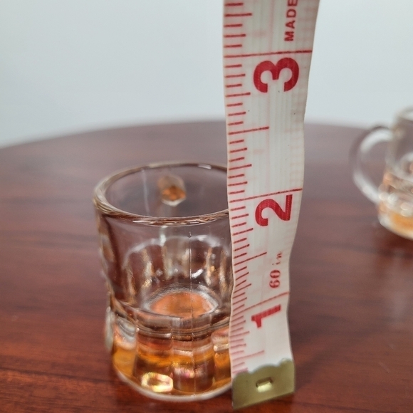Set 2 Vintage Federal Glass MINI BEER MUG SHOT GLASS Amber Bottom MCM 1950s - Picture 16 of 16
